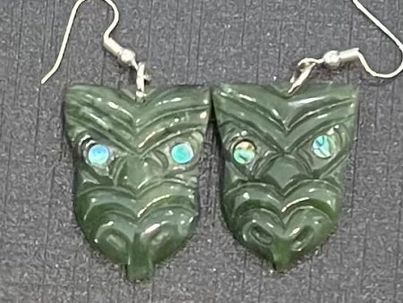 Tiki face Greenstone Earrings Fashion