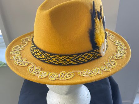 Potae - Gold Fedora Felt Hat Online now