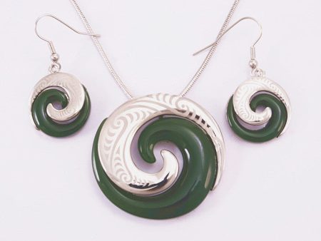 Circle of Life Jade Necklace and Earrings For Cheap