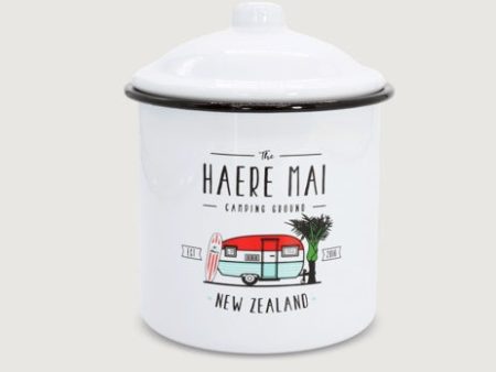 Enamel Canister - Haere mai For Discount