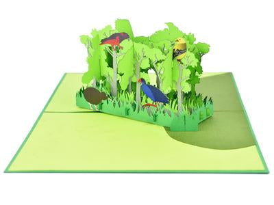 New Zealand Forest with Native Birds 3D - Pop Up Cards Fashion