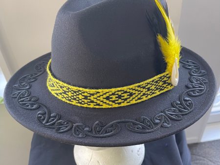 Potae - Black Fedora yellow band Felt Hat Online Sale