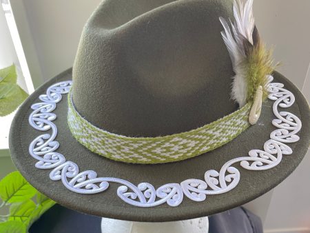 Potae - Olive green Fedora Felt Hat For Sale