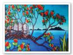 Small Framed Pohutukawa Canvas - Maori Artwork Hot on Sale