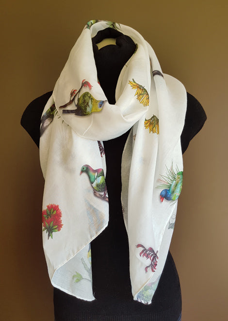 NZ Birds & Flora Scarf Online