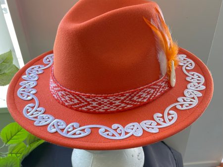 Potae - Orange Fedora Felt Hat For Discount