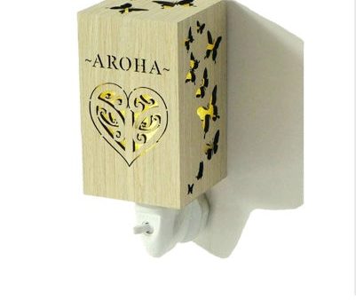 Aroha Love Wood Grain Plug In Night Light Online now