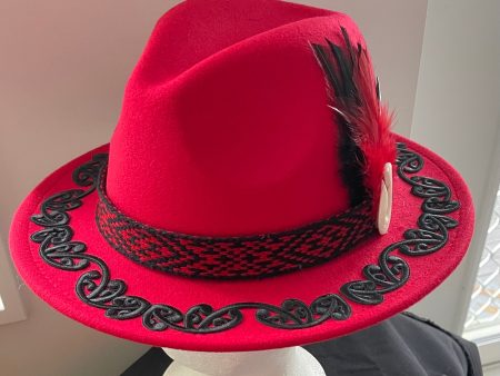 Potae - Red Fedora Felt Hat For Cheap