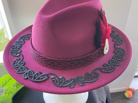 Potae - Maroon Fedora Felt Hat Hot on Sale