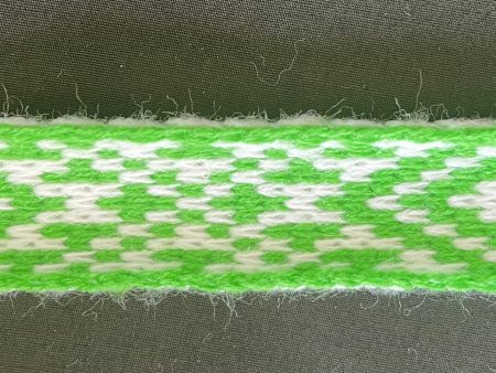 1inch grass green and white Taniko Band Online Sale